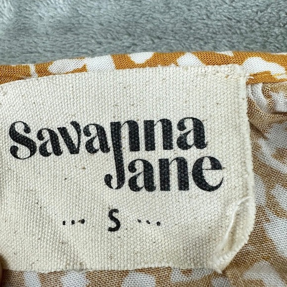 Savanna Jane Yellow Print Embroidered Tassel Boho Blouse Top Women's Small - Picture 7 of 8